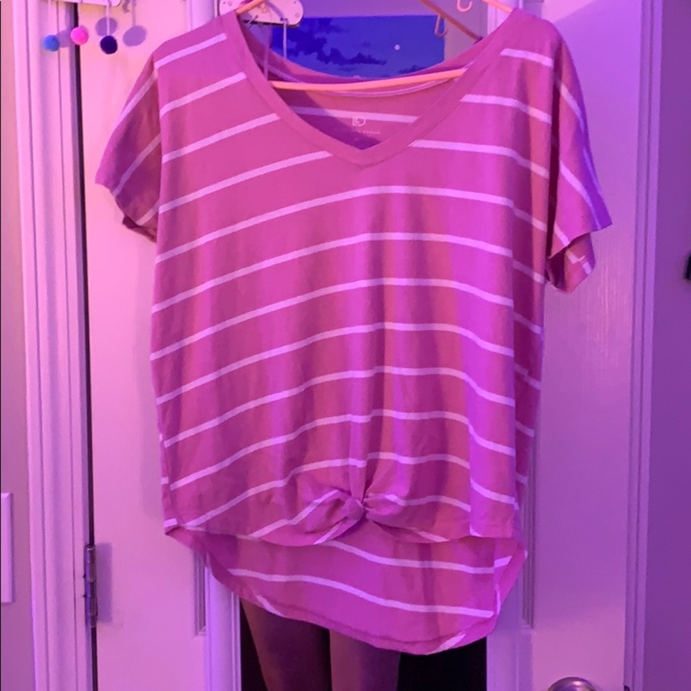 pink stripped shirt